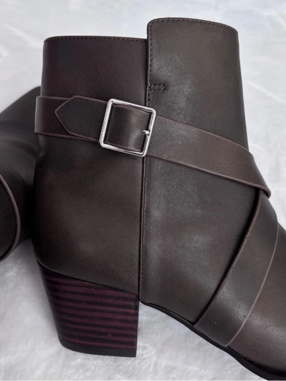 REBECCA MINKOFF Brown Bowery Buckle Ankle Square Pointy Toe Bootie--NEW--7.5
